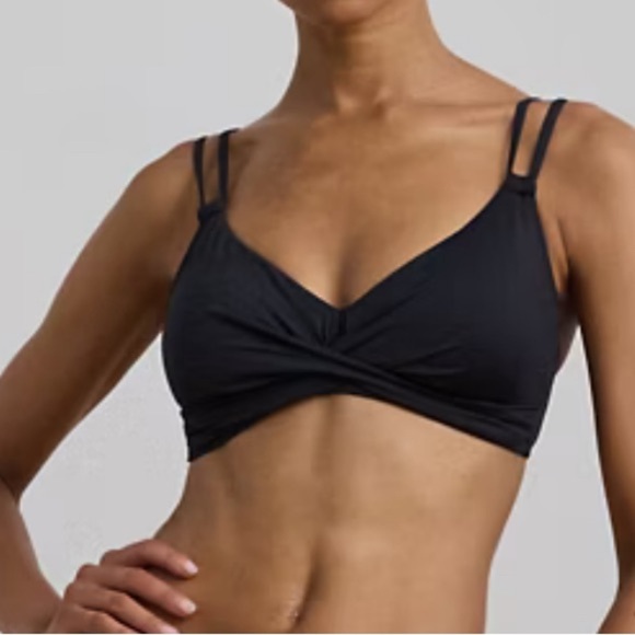 Lauren Ralph Lauren Swim Suit Bikini Top Twist Front Black Size 4 - Picture 12 of 12